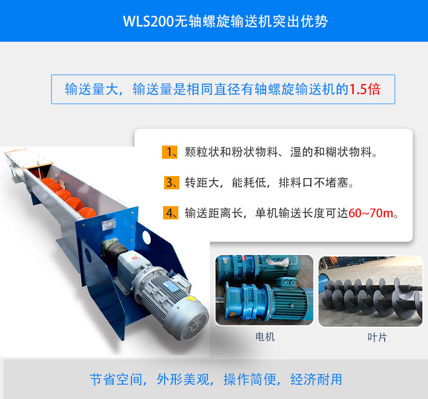 WLS200無軸螺旋輸送機突出優勢