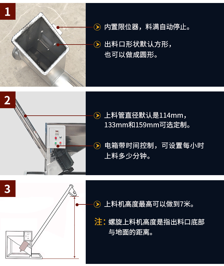 不鏽鋼螺旋輸送機（jī）自動上（shàng）料，可定製（zhì）管徑，高度可做到（dào）7米